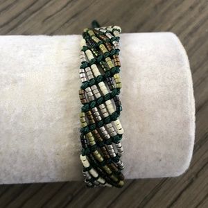 New Auth Chan Luu Green Mix Seed Bead Pull Tie Bra